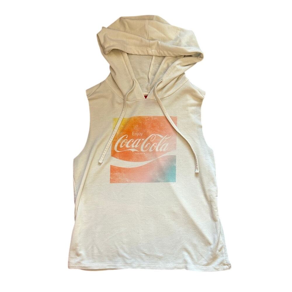 Women's Coca Cola Sleeveless Hooded Shirt Size L